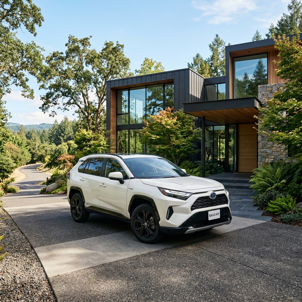 White Toyota RAV4 Hybrid